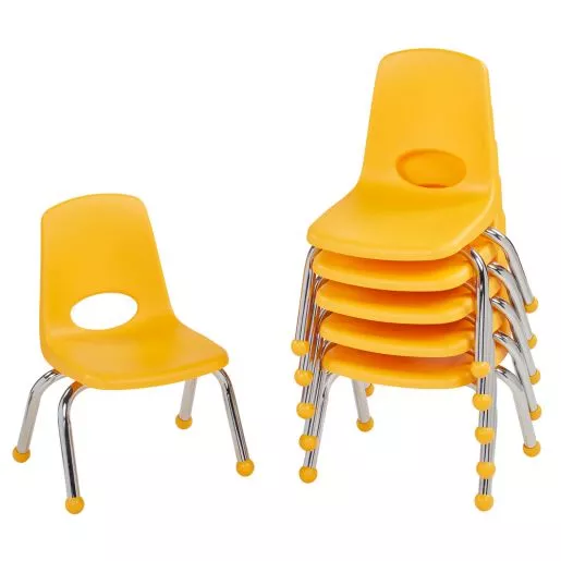 10" Stack Chair with Ball Glides, 6-Piece - Yellow