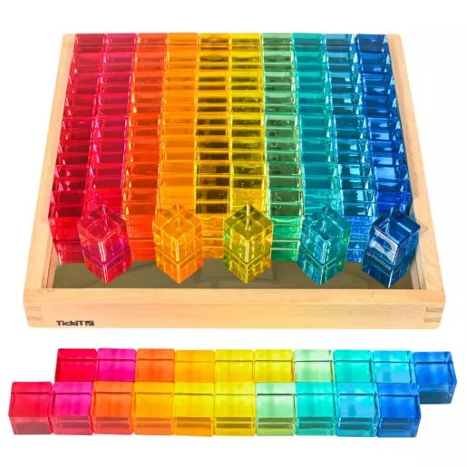 100 Cube Gems in Mirror Tray
