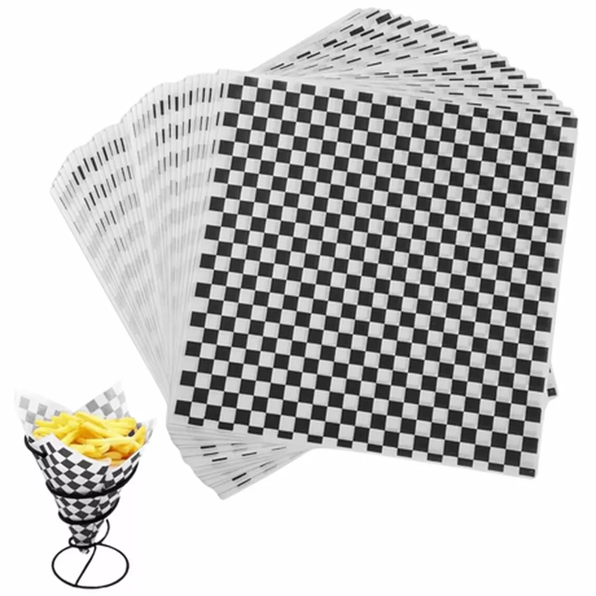 12″ x 12″ Black Checkered Wax Paper – 1000pcs/case