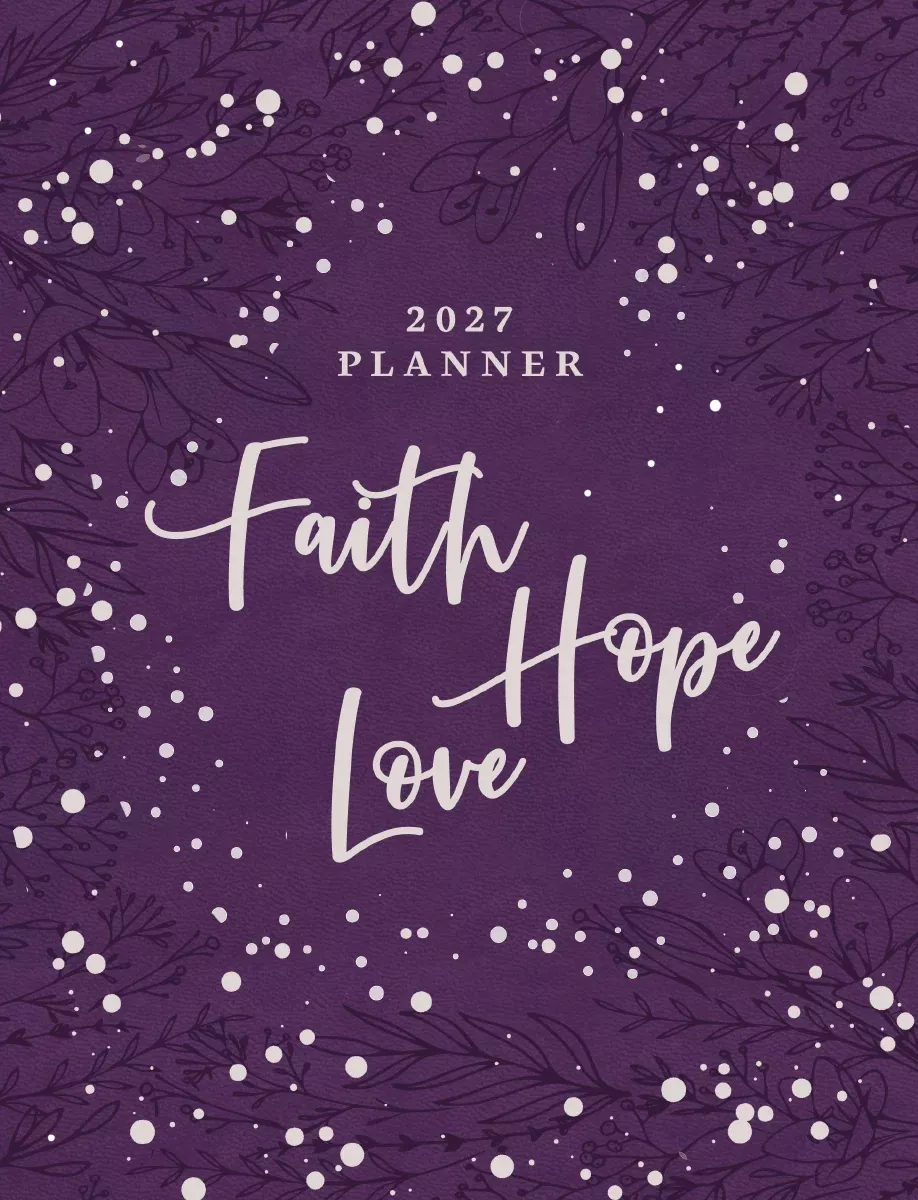 2027 NKJV 16-Month Scripture Planner, Purple Leathersoft, Zippered, Faith Hope Love