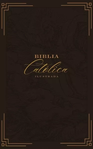 Biblia Católica, Ilustrada, Piel genuina, Café, Comfort Print