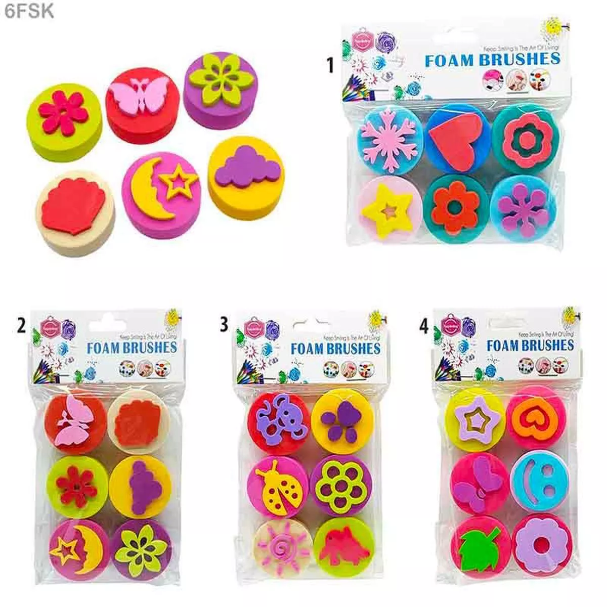 (Buy 1 Get 1 FREE) Fun Foam Stamps for Kids – Assorted Designs (6 Pack)
