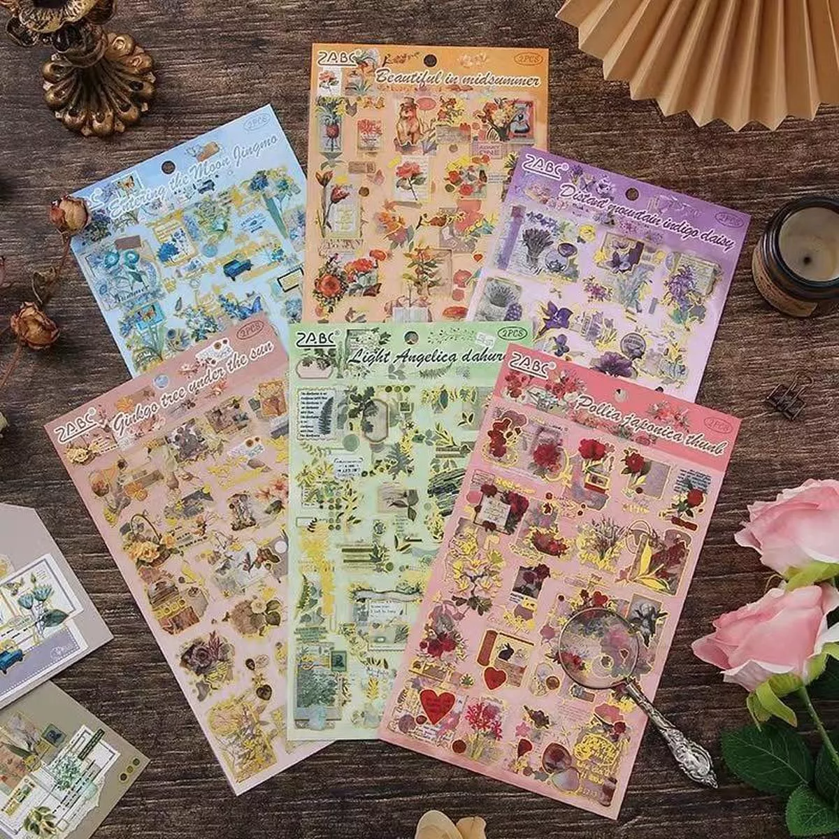 (Buy 1 Get 1 Free) Premium Floral Journaling Stickers l Pack of 2 Sheets l Elegant Floral Stickers for Scrapbooking & Planners
