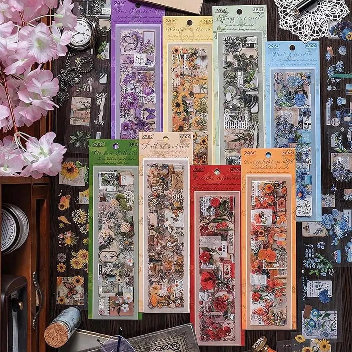 (Buy 1 Get 1 Free) Premium Floral Journaling Stickers l Pack of 6 Sheets l Elegant Botanical Stickers for Planners & Scrapbooks
