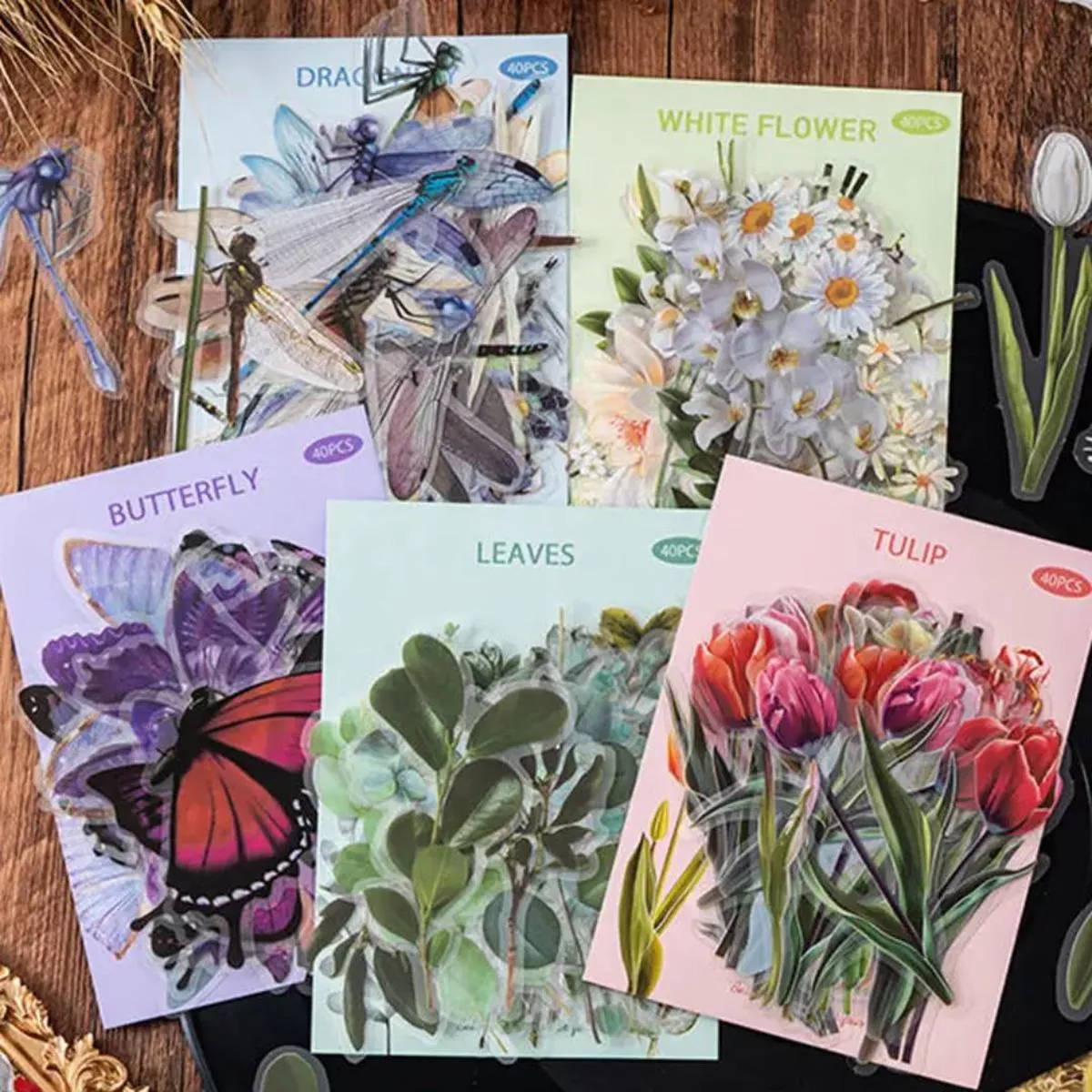 (Buy 1 Get 1 Free) Premium FloralNature Aesthetic 3D Sticker l Journaling and scrapbooking l Pack of 1 contains 40 pcs