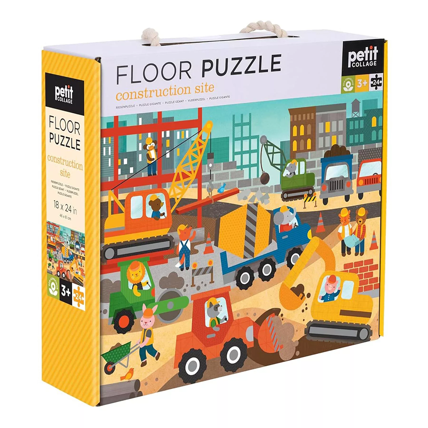 Petit Collage 24 Piece Floor Puzzle: Construction Site